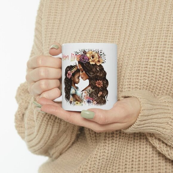 Mom Life - All Day Every Day! Black Queen & Daughter ~ Ceramic Cup - Mothers Day - Picture 6 of 8